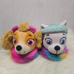 PAW PATROL Everest & Sky~Plush 3D Rubber Bottom Slippers Size 11-12